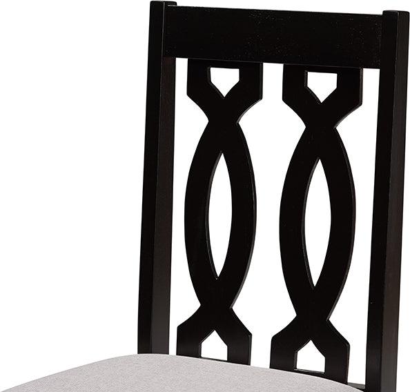 Wholesale Interiors Dining Chairs - Cherese Grey Fabric Upholstered and Dark Brown Finished Wood 2-Piece Dining Chair Set