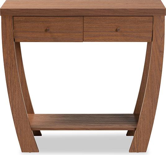 Wholesale Interiors Consoles - Capote Modern and Contemporary Walnut Brown Finished Wood 2-Drawer Console Table