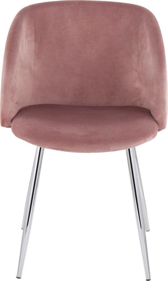 Lumisource Accent Chairs - Fran Contemporary Chair In Chrome & Pink Velvet (Set of 2)