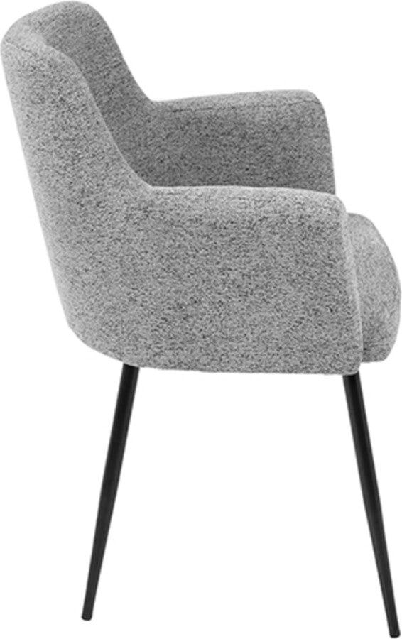 Lumisource Dining Chairs - Andrew Contemporary Dining/Accent Chair in Black with Grey Fabric - Set of 2