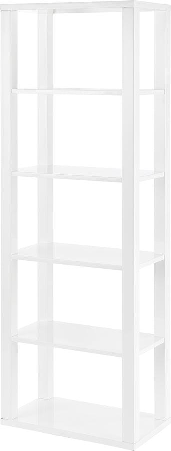 Euro Style Bookcases & Display Units - Tresero 24-Inch Shelving Unit in High Gloss White