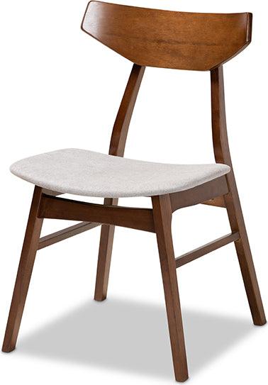 Wholesale Interiors Dining Sets - Lois Light Grey Fabric Upholstered and Walnut Brown Finished Wood 5-Piece Dining Set
