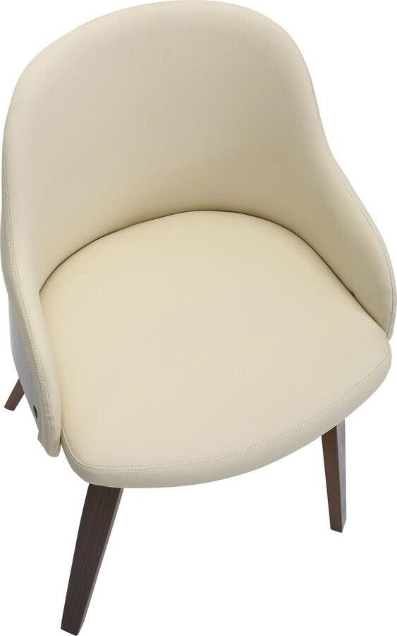 Lumisource Dining Chairs - Bacci Dining/Accent Chair In Walnut Wood & Cream Faux Leather
