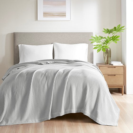 Olliix.com Comforters & Blankets - Cotton Blanket Grey Twin