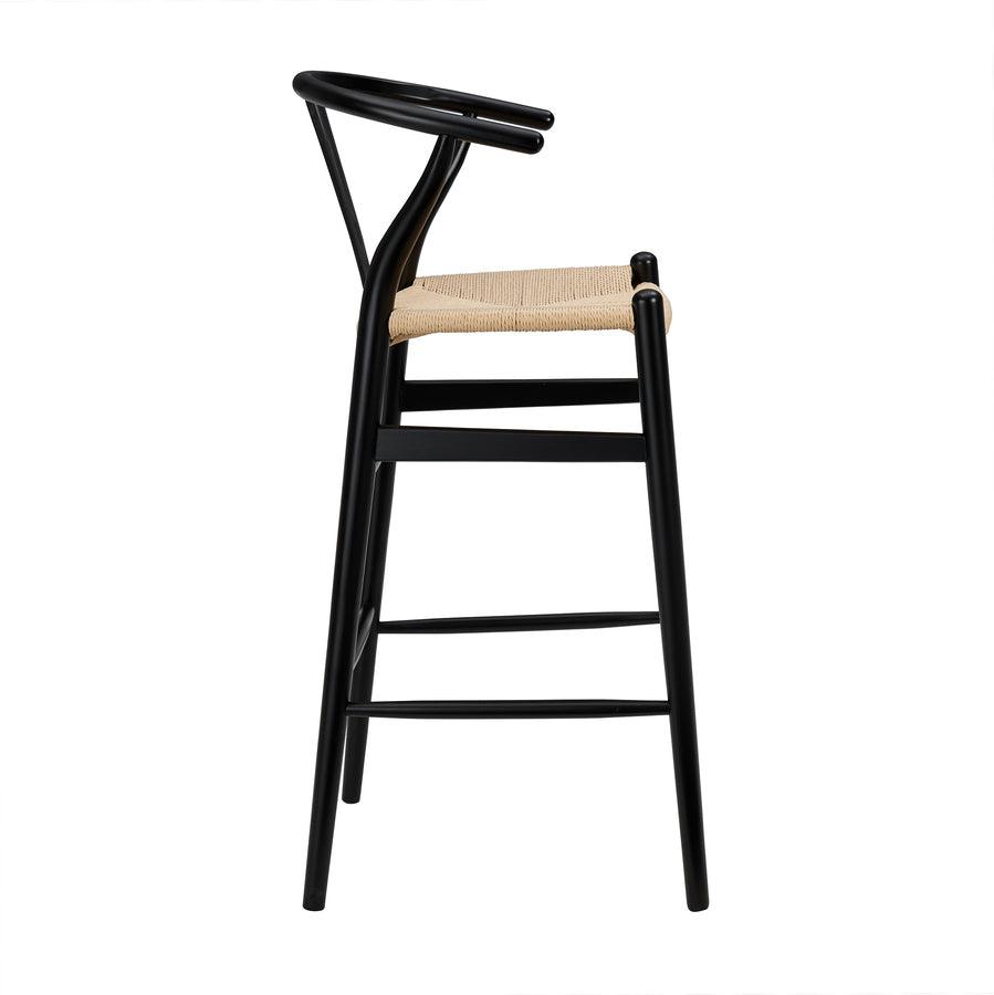 Euro Style Barstools - Evelina-B Bar Stool in Black Frame and Natural Seat