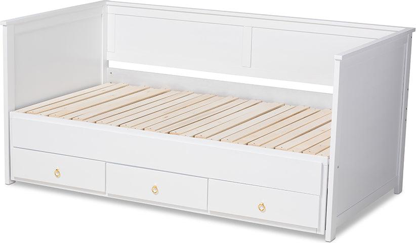 Wholesale Interiors Daybeds - Thomas White Finished Wood Expandable Twin Size To King Size Daybed With Storage Drawers