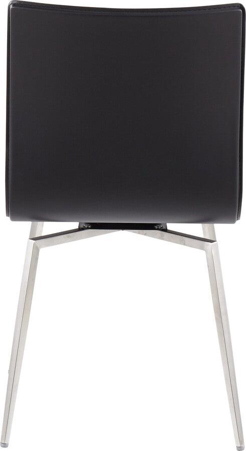 Lumisource Dining Chairs - Mason Contemporary Upholstered Chair in Brushed Stainless Steel and Black Faux Leather - Set of 2
