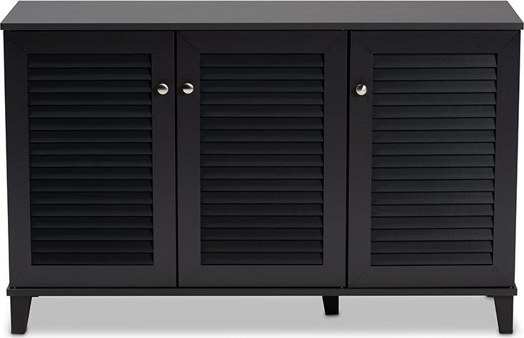 Wholesale Interiors Shoe Storage - Coolidge Modern and Contemporary Dark Grey Finished 8-Shelf Wood Shoe Storage Cabinet