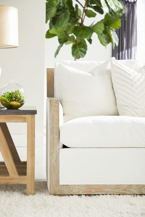 Essentials For Living Sofas & Couches - Manhattan 85" Wood Trim Sofa LiveSmart Peyton-Pearl, Natural Gray Oak