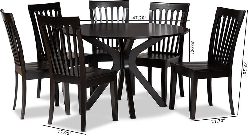 Wholesale Interiors Dining Sets - Zora Dark Brown Finished Wood 7-Piece Dining Set