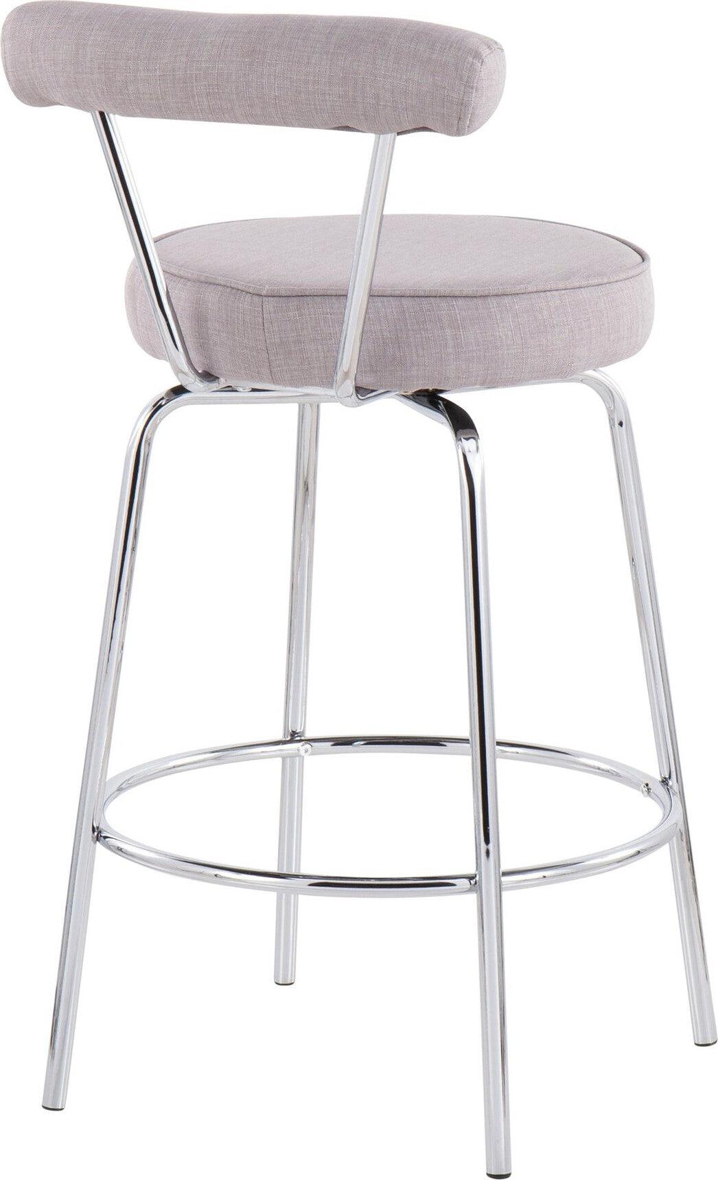 Lumisource Barstools - Rhonda Counter Stool Chrome & Light Gray (Set of 2)