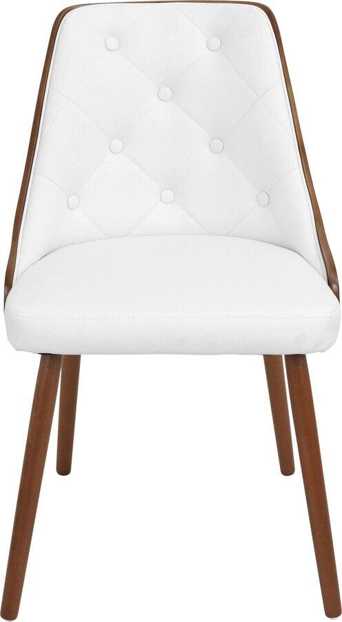 Lumisource Dining Chairs - Gianna Mid-Century Modern Dining/Accent Chair in Walnut with White Faux Leather