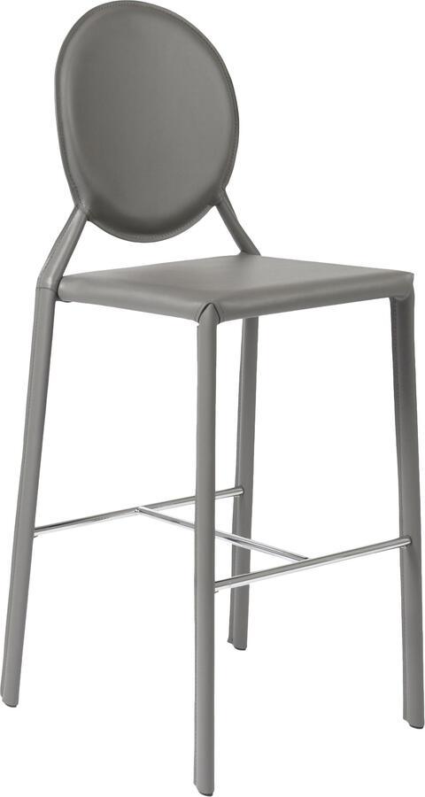 Euro Style Barstools - Isabella Bar Stool in Gray with Polished Stainless Steel Foot Rest - Set of 2