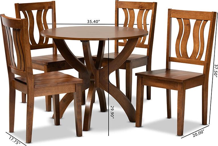 Wholesale Interiors Dining Sets - Karla Walnut Brown Finished Wood 5-Piece Dining Set