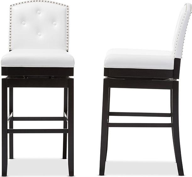 Wholesale Interiors Barstools - Ginaro Contemporary White Faux Leather Upholstered Swivel Bar Stool (Set of 2)