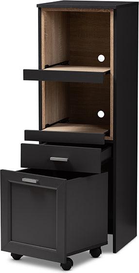 Wholesale Interiors Kitchen Storage & Organization - Fabian Dark Grey And Oak Brown Finished Kitchen Cabinet With Roll-Out Compartment