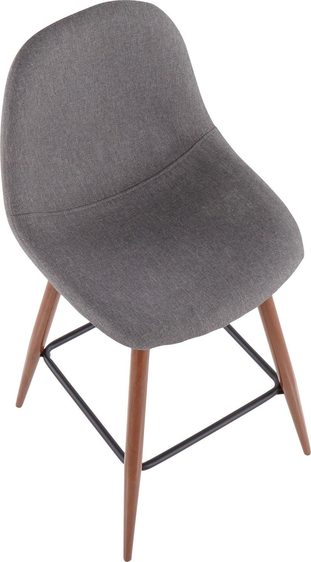 Lumisource Barstools - Pebble Counter Stool Walnut & Charcoal (Set of 2)