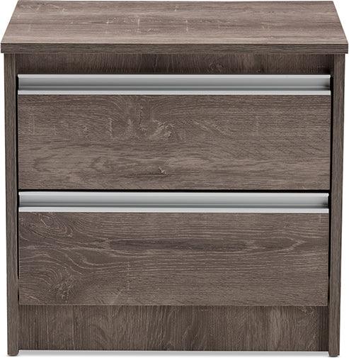 Wholesale Interiors Nightstands & Side Tables - Gallia 2 Drawers Nightstand Oak Brown