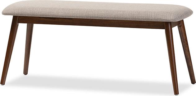 Wholesale Interiors Dining Sets - Flora Mid-Century Modern Grey Fabric and Brown Finishing Wood 6-Piece Dining Set