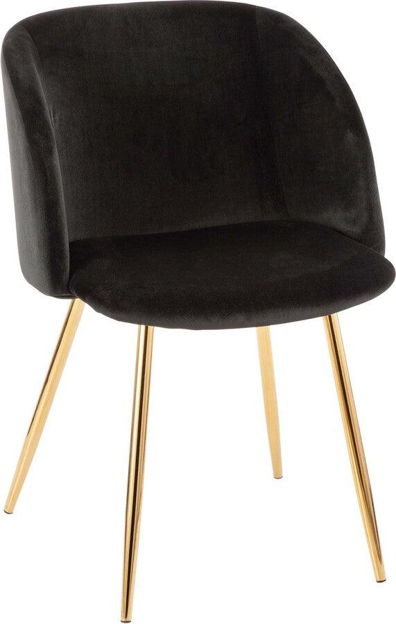 Lumisource Dining Chairs - Fran Contemporary Chair in Gold Metal and Black Velvet - Set of 2