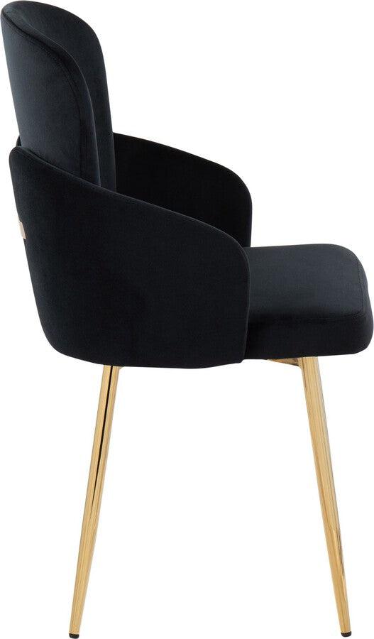 Lumisource Dining Chairs - Dahlia Contemporary Dining Chair In Gold Metal & Black Velvet With Gold Accent (Set of 2)