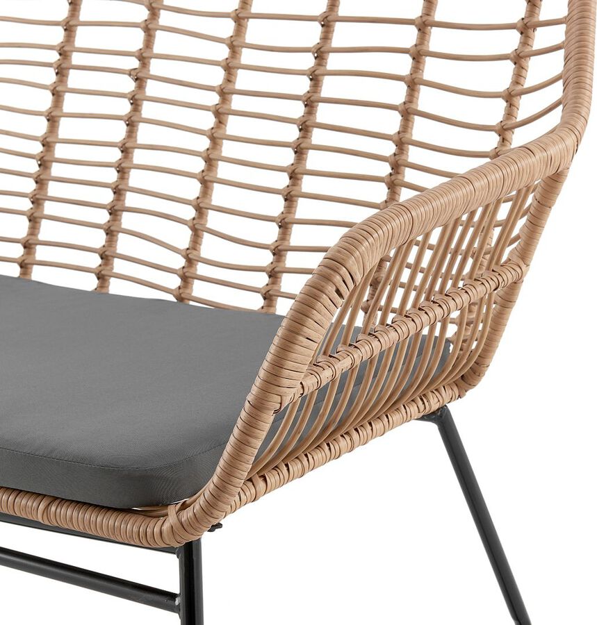Manhattan Comfort Outdoor Conversation Sets - Antibes 2.0 Patio 4- Person Conversation Set with Coffee Table with Grey Cushions