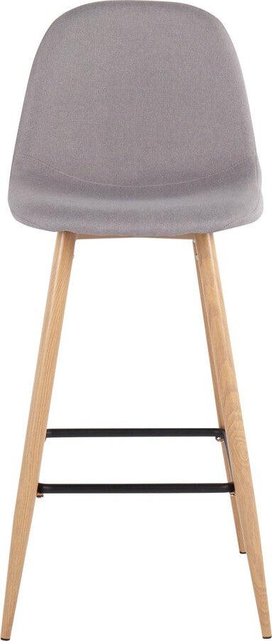 Lumisource Barstools - Pebble Barstool In Natural Metal & Light Grey Fabric (Set of 2)