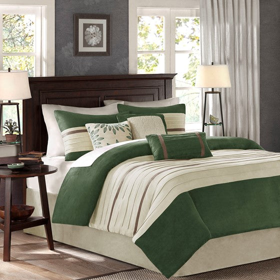 Olliix.com Comforters & Blankets - 7 Piece Comforter Set Green King