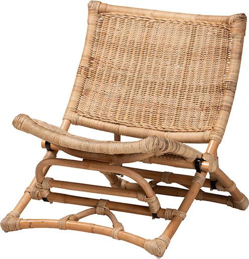 Wholesale Interiors Accent Chairs - Herrara Modern Bohemian Natural Brown Antique Rattan Foldable Lounge Chair