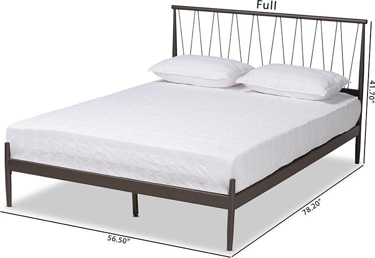 Wholesale Interiors Beds - Samir Modern Industrial Black Finished Metal Queen Size Platform Bed