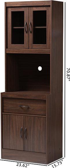 Wholesale Interiors Kitchen Storage & Organization - Laurana Modern and Contemporary Dark Walnut Finished Kitchen Cabinet and Hutch