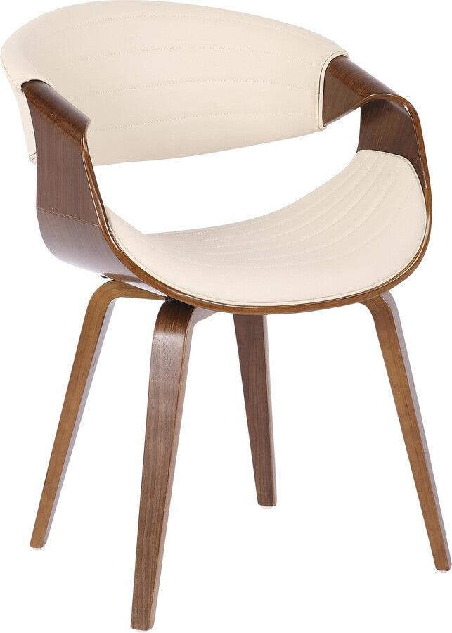 Lumisource Accent Chairs - Symphony Mid-Century Modern Dining/accent Chair in Walnut Wood and Cream Faux Leather
