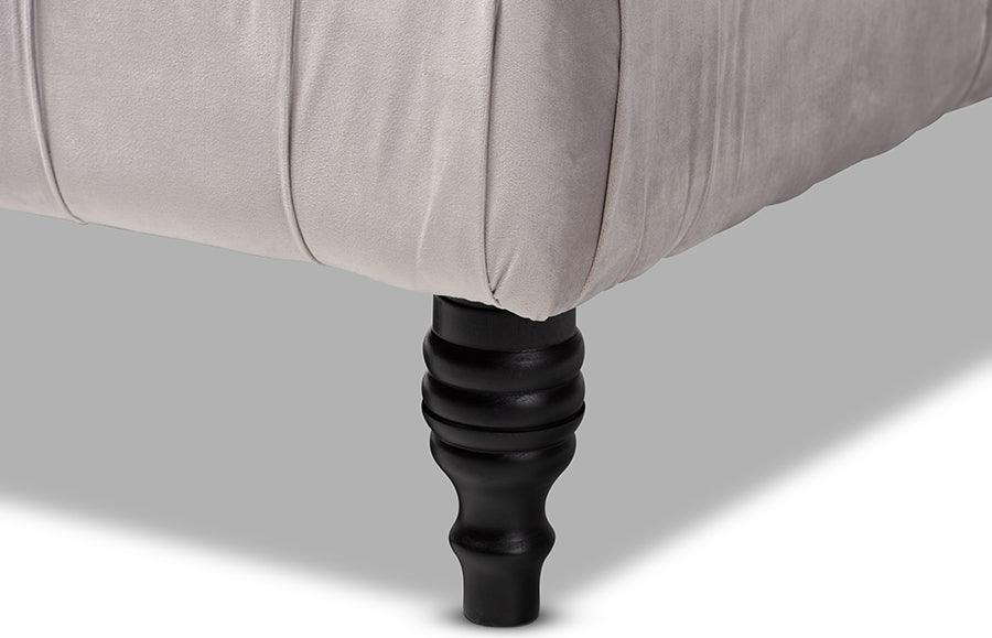 Wholesale Interiors Ottomans & Stools - Keswick Transitional Grey Velvet Fabric Upholstered Button Tufted Cocktail Ottoman
