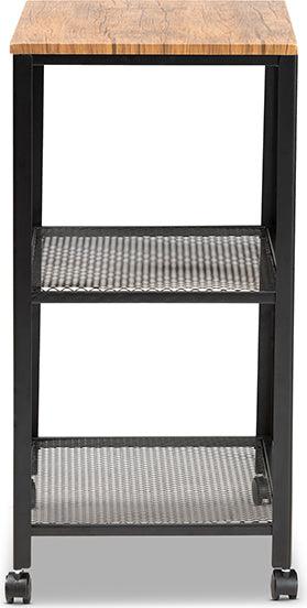Wholesale Interiors Kitchen & Bar Carts - Verna Rustic Industrial Black Finished Metal And Oak Brown Finished Wood Kitchen Serving Cart