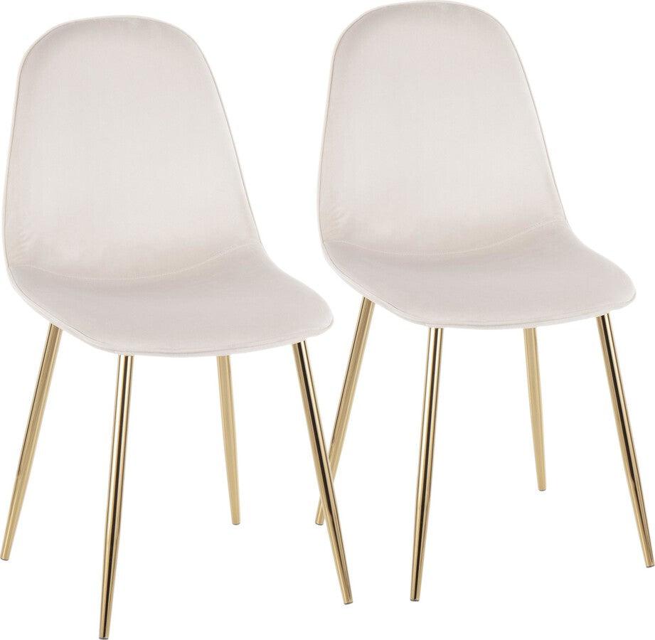Lumisource Dining Chairs - Pebble Contemporary Chair in Gold Steel and Cream Velvet - Set of 2