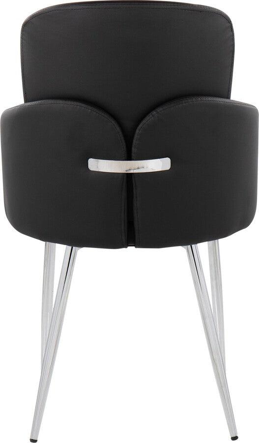 Lumisource Dining Chairs - Dahlia Contemporary Dining Chair In Chrome Metal & Black Faux Leather With Chrome Accent (Set of 2)