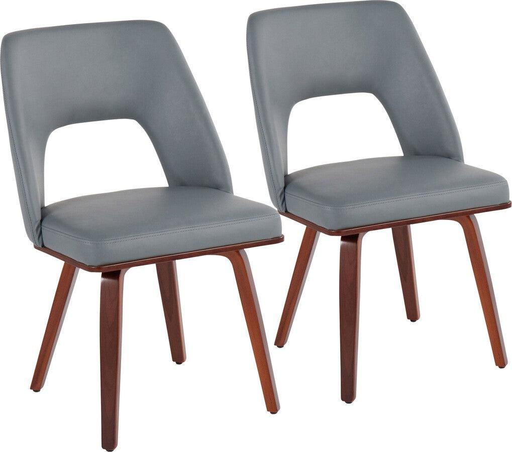 Lumisource Accent Chairs - Triad Upholstered Chair In Walnut Bamboo & Grey Faux Leather (Set of 2)