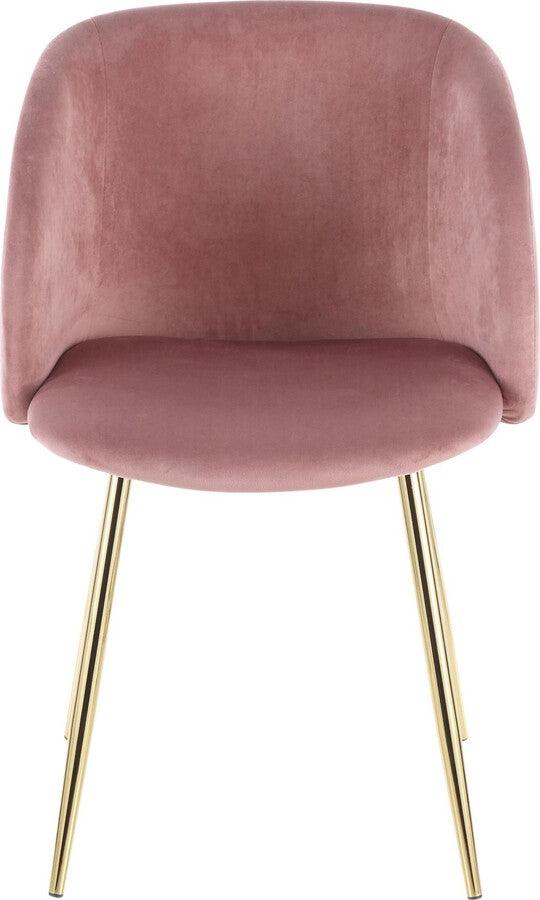 Lumisource Dining Chairs - Fran Contemporary Chair in Gold Metal and Pink Velvet - Set of 2