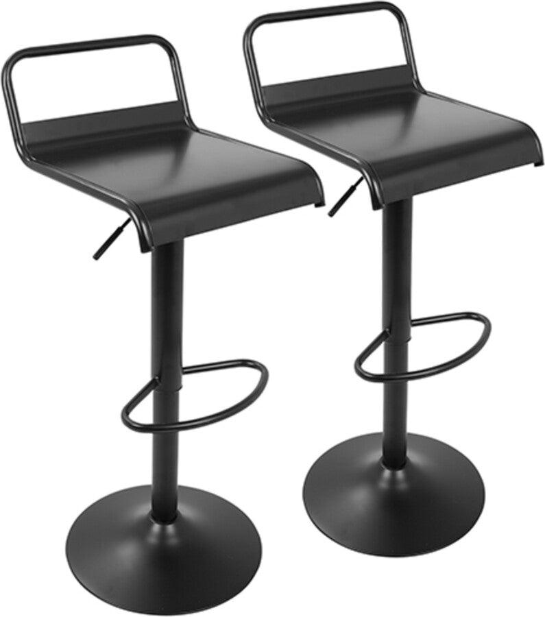Lumisource Barstools - Emery Industrial Adjustable Barstool with Swivel in Black - Set of 2