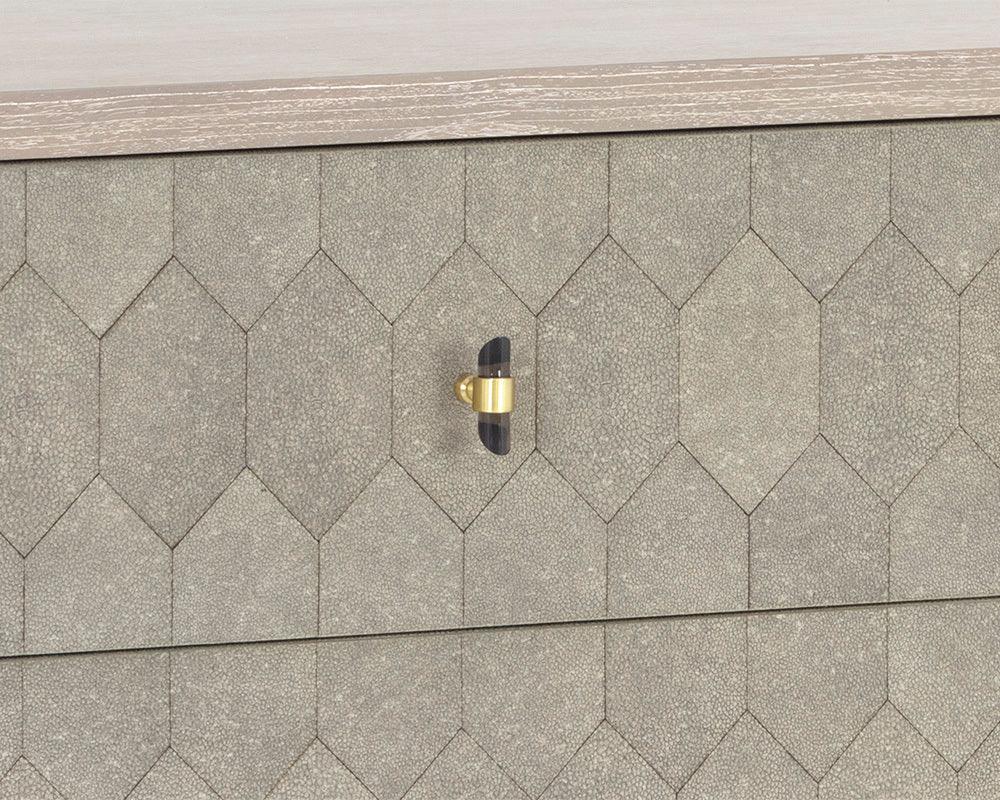 SUNPAN Dressers - Aniston Dresser - White Ceruse - Taupe Shagreen