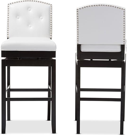 Wholesale Interiors Barstools - Ginaro Contemporary White Faux Leather Upholstered Swivel Bar Stool (Set of 2)