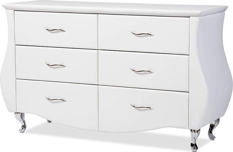 Wholesale Interiors Dressers - Enzo Modern And Contemporary White Faux Leather 6-Drawer Dresser