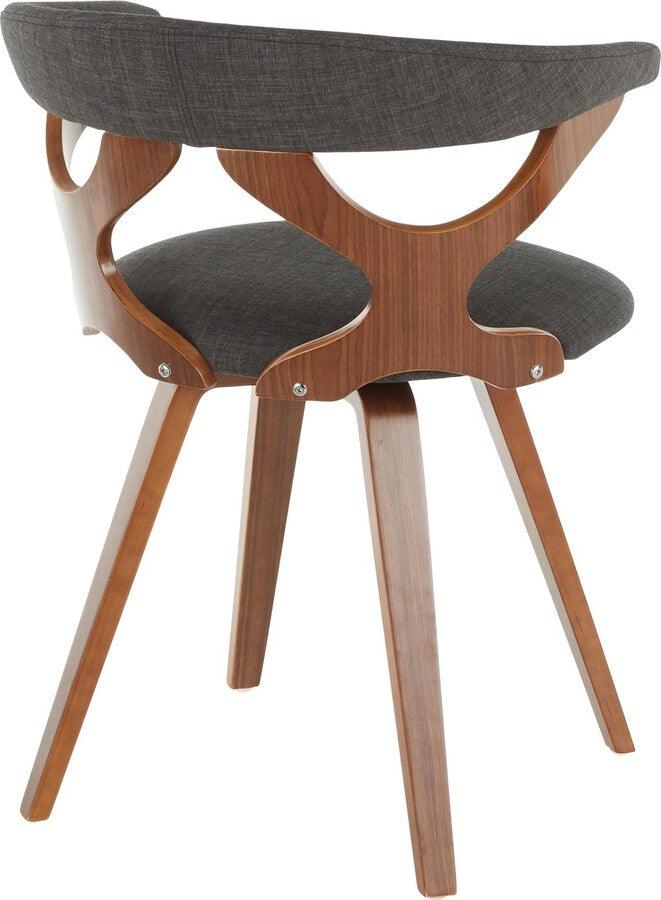 Lumisource Accent Chairs - Gardenia Mid-Century Modern Dining/Accent Chair with Swivel in Walnut and Charcoal Fabric