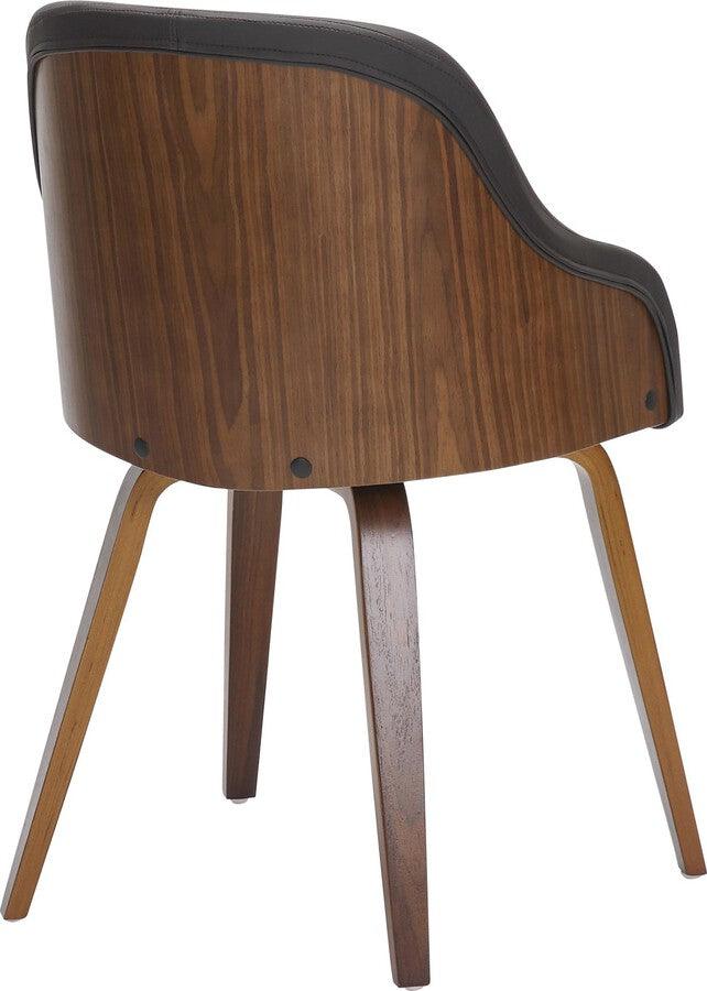Lumisource Dining Chairs - Bacci Dining/Accent Chair In Walnut Wood & Brown Faux Leather