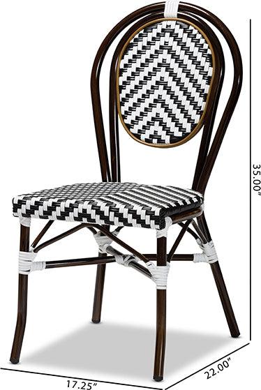 Wholesale Interiors Outdoor Dining Chairs - Alaire Classic French Black and Dark Brown Metal 2-Piece Outdoor Dining Chair Set