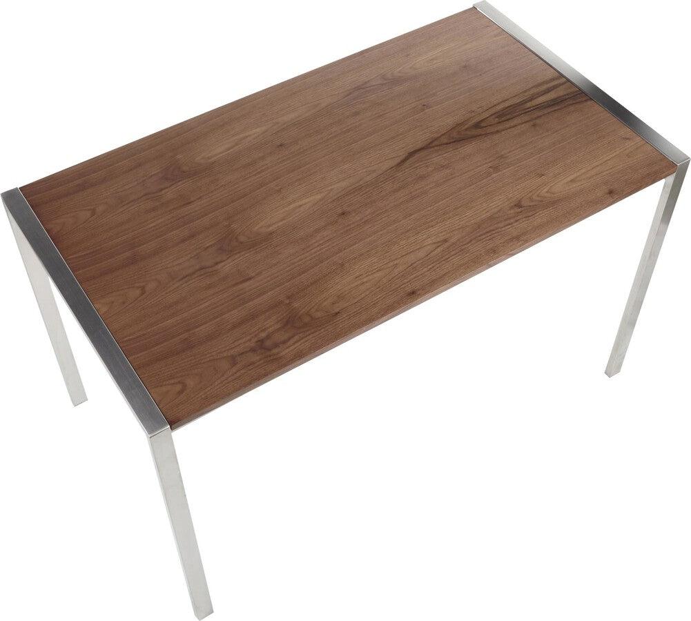Lumisource Dining Tables - Fuji Modern Dining Table in Stainless Steel with Walnut Wood Top