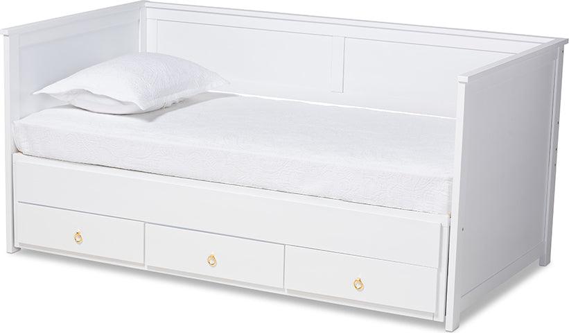 Wholesale Interiors Daybeds - Thomas White Finished Wood Expandable Twin Size To King Size Daybed With Storage Drawers