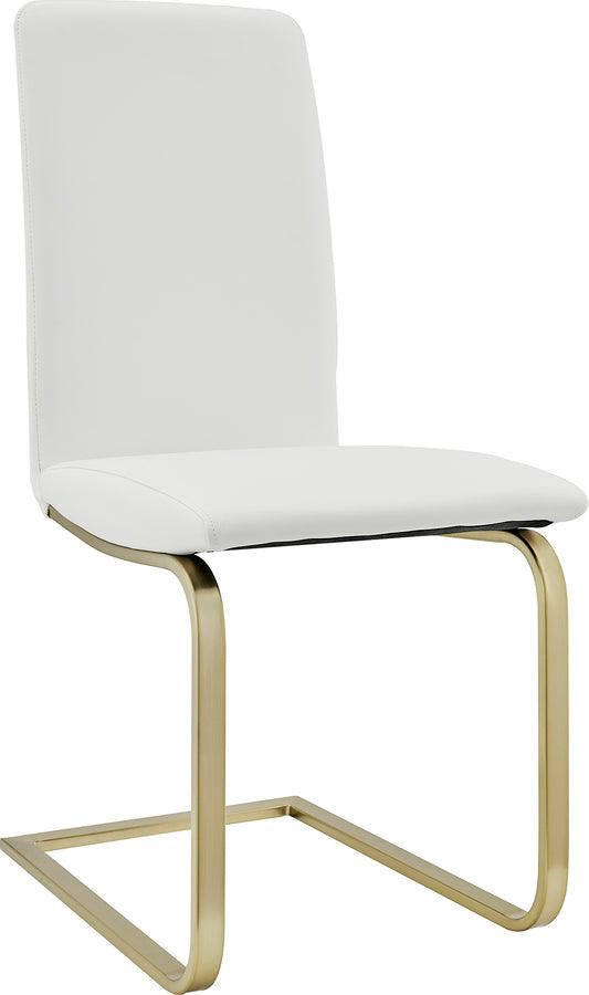 Euro Style Dining Chairs - Cinzia Dining Chair in White with Matte Brushed Gold Legs - Set of 2