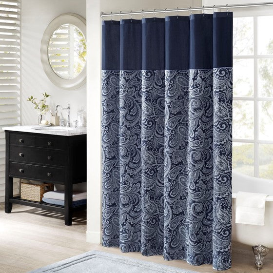 Olliix.com Shower Curtains - Jacquard Shower Curtain Navy