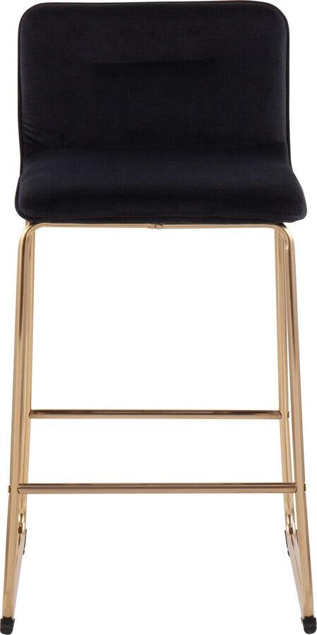 Lumisource Barstools - Casper Fixed-Height Contemporary Counter Stool in Gold Metal and Black Velvet - Set of 2